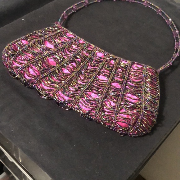 Striking Beaded  hand bag with beaded handle - Picture 2 of 4